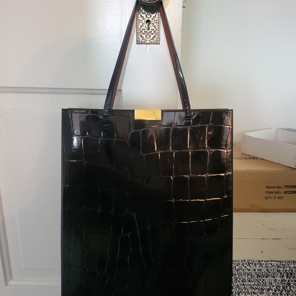 Stella McCartney Black Croc-Embossed Tote - Picture 3 of 10